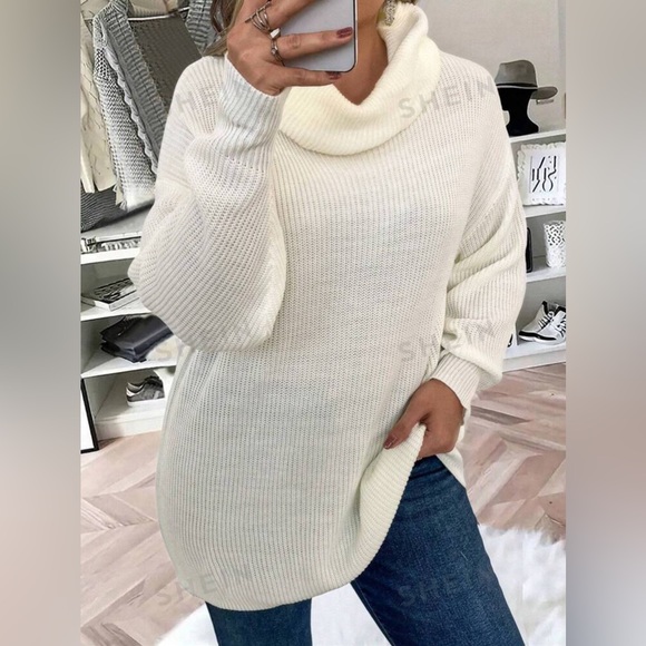 SHEIN Sweaters - Shein Curve Turtleneck Loose Knit Sweater